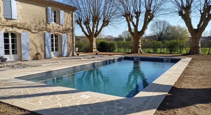 Piscine rénovée avec liner neuf et margelles en pierre — exemple de réalisation près de Bessines-sur-Gartempe